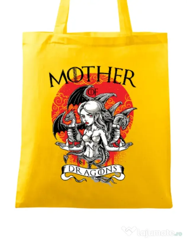 Sacosa din panza Mother of dragons Galben