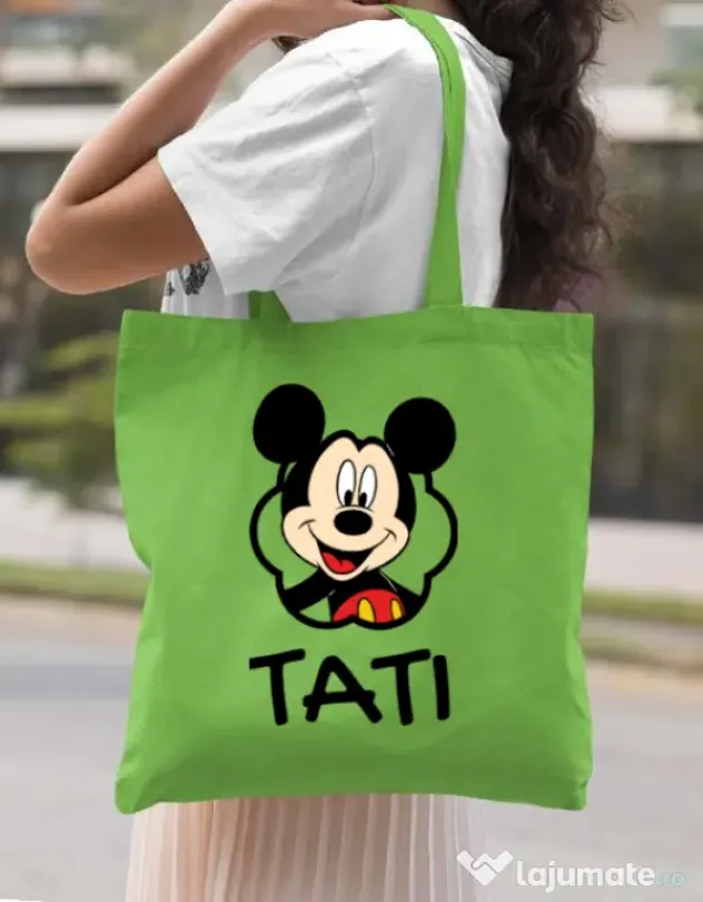 Sacosa din panza Mouse daddy Verde mar
