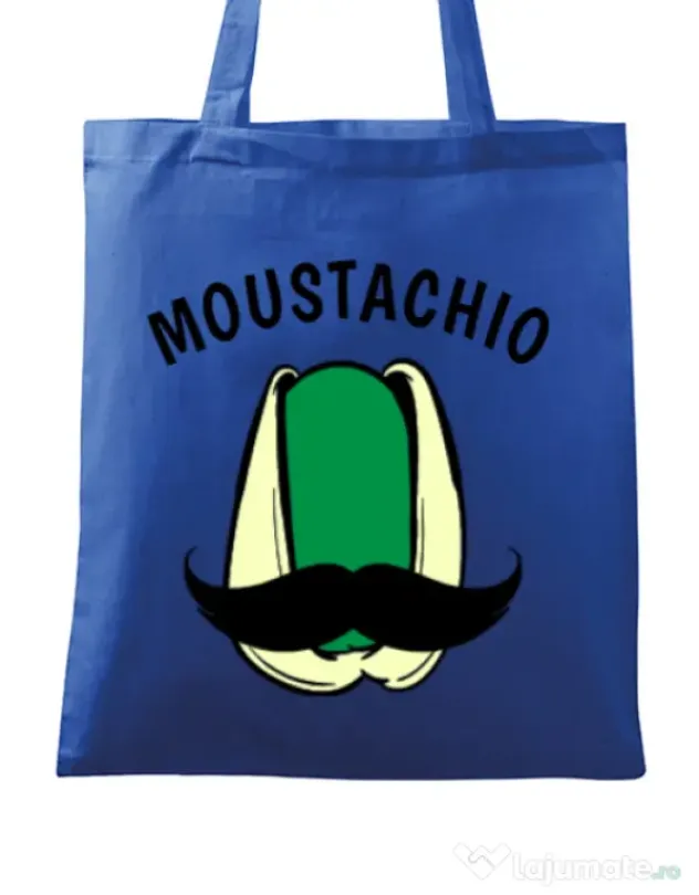 Sacosa din panza Moustachio Albastru regal