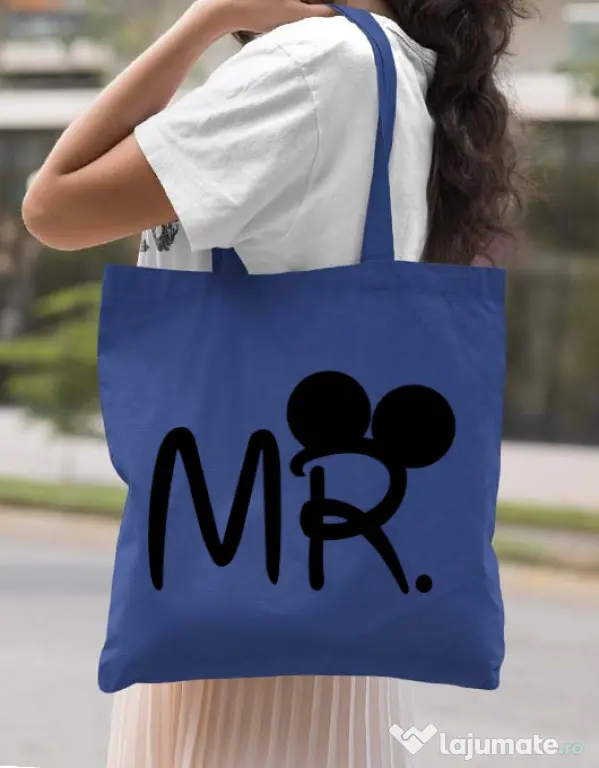 Sacosa din panza Mr Mickey Albastru regal