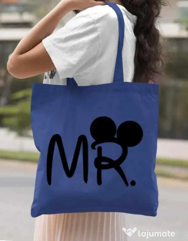 Sacosa din panza Mr Mickey Albastru regal