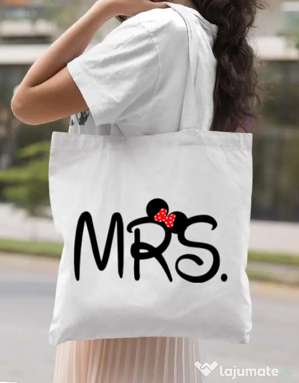 Sacosa din panza Mrs Minnie Alb