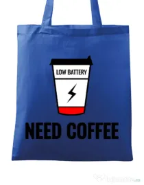 Sacosa din panza Need coffee Albastru regal