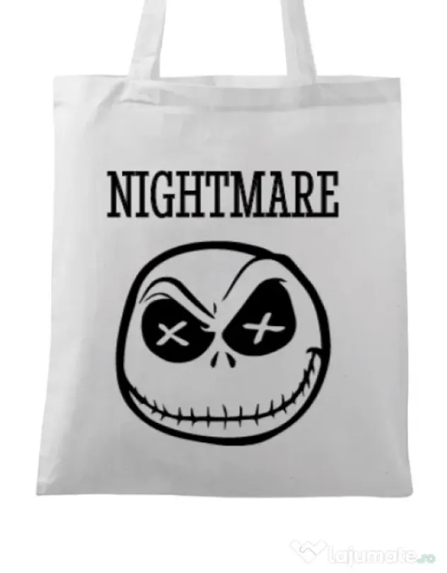 Sacosa din panza Nightmare Alb
