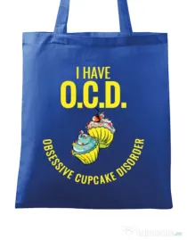 Sacosa din panza Obsessive cupcake disorder Albastru regal