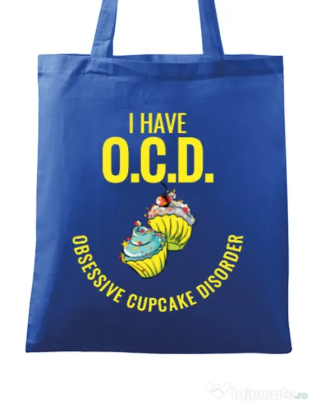 Sacosa din panza Obsessive cupcake disorder Albastru regal