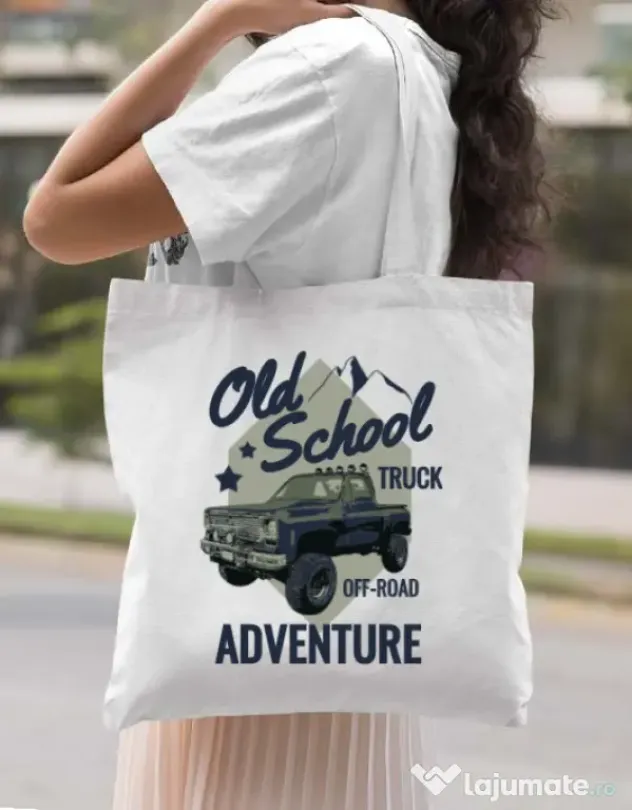 Sacosa din panza Off-road truck Alb