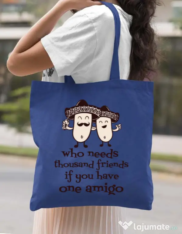 Sacosa din panza One amigo Albastru regal