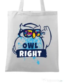 Sacosa din panza Owl right Alb