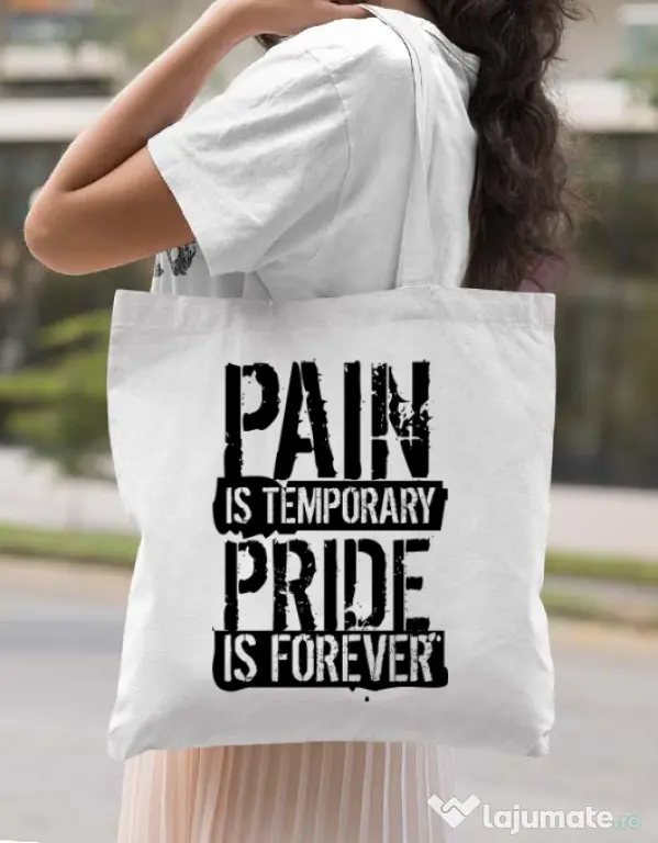 Sacosa din panza Pain and pride Alb
