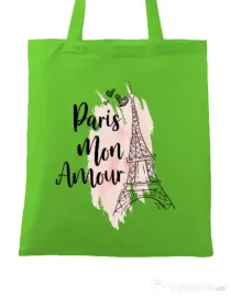 Sacosa din panza Paris mon amour Verde mar