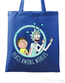 Sacosa din panza Peace among worlds Albastru regal