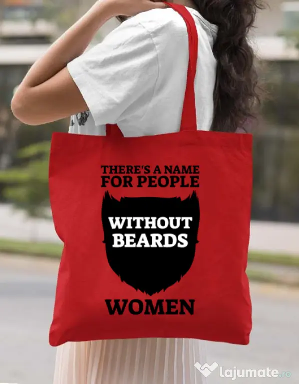 Sacosa din panza People without beards Rosu