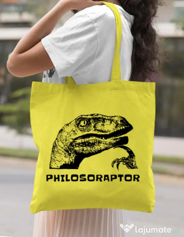 Sacosa din panza Philosoraptor Galben