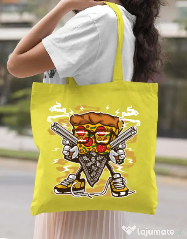 Sacosa din panza Pizza Gangster Galben