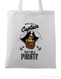 Sacosa din panza Play like a pirate Alb
