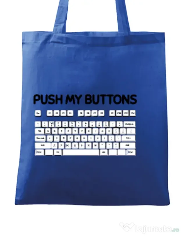 Sacosa din panza Push my buttons Albastru regal