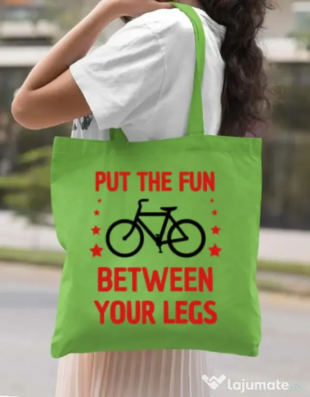 Sacosa din panza Put the fun Between your legs Verde mar