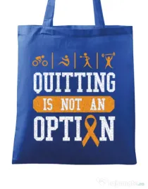 Sacosa din panza Quitting is not an option Albastru regal