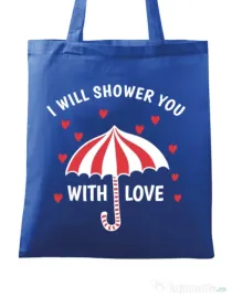 Sacosa din panza Raining love Albastru regal