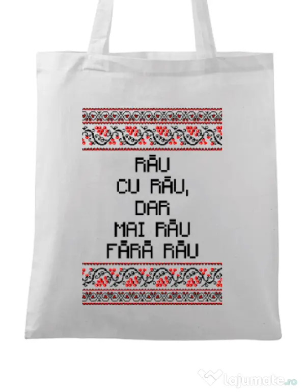 Sacosa din panza Rau cu rau Alb
