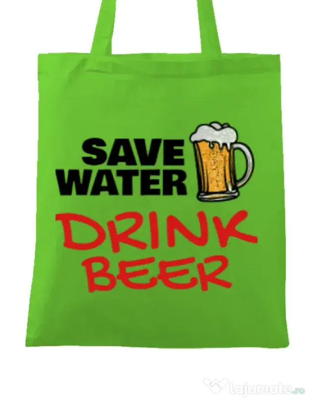 Sacosa din panza Save water Verde mar