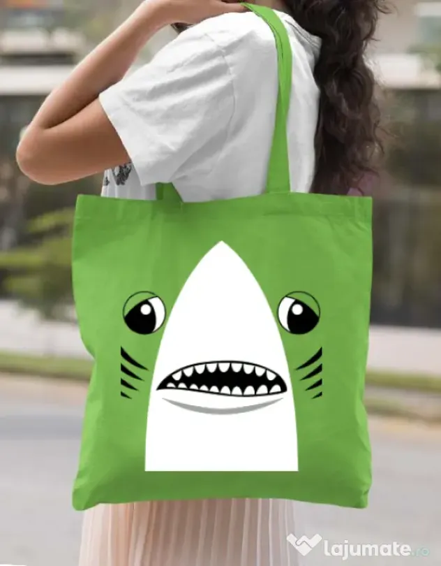 Sacosa din panza Shark suit Verde mar
