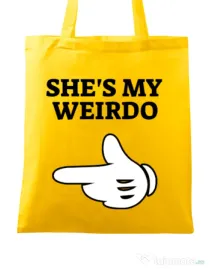 Sacosa din panza She's my weirdo Galben