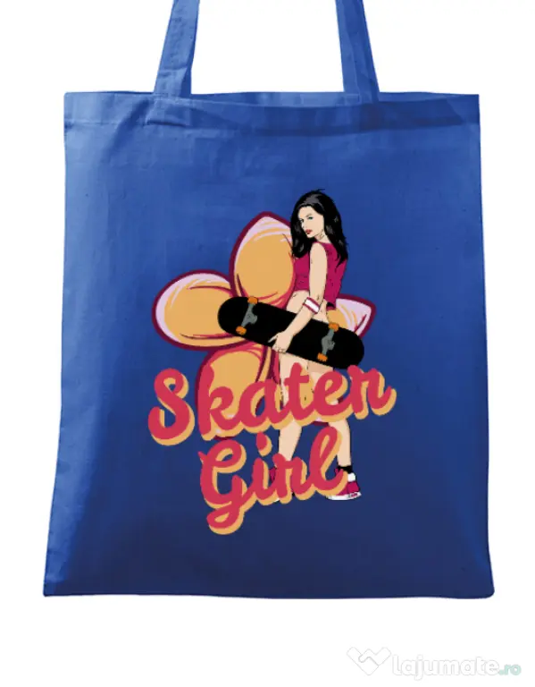 Sacosa din panza Skater Girl Albastru regal