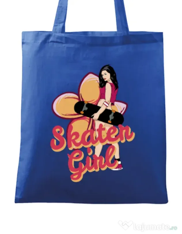Sacosa din panza Skater Girl Albastru regal