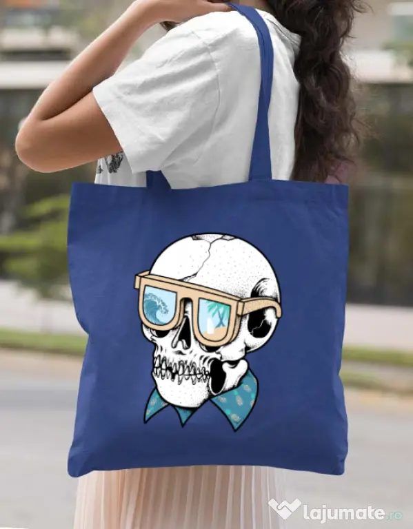 Sacosa din panza Skull Holiday Albastru regal