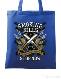 Sacosa din panza Smoking Kills Albastru regal