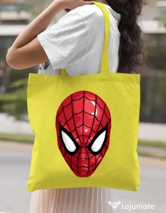 Sacosa din panza Spiderman mask Galben