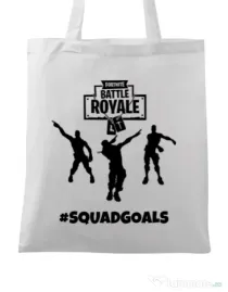 Sacosa din panza Squad goals Alb