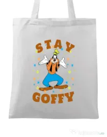 Sacosa din panza Stay Goofy Alb