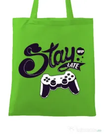 Sacosa din panza Stay up late Verde mar