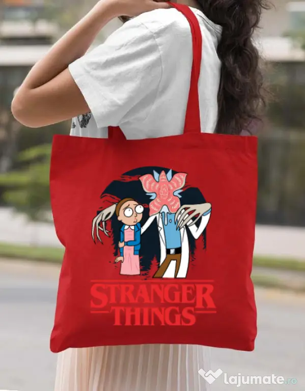 Sacosa din panza Stranger Ricks Rosu