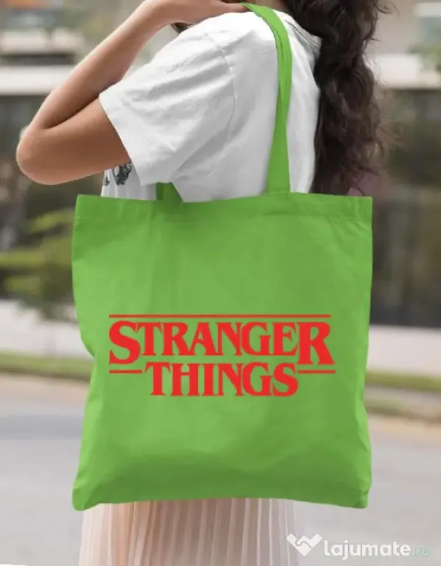 Sacosa din panza Stranger things Verde mar