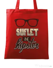 Sacosa din panza Suflet de hipster Rosu