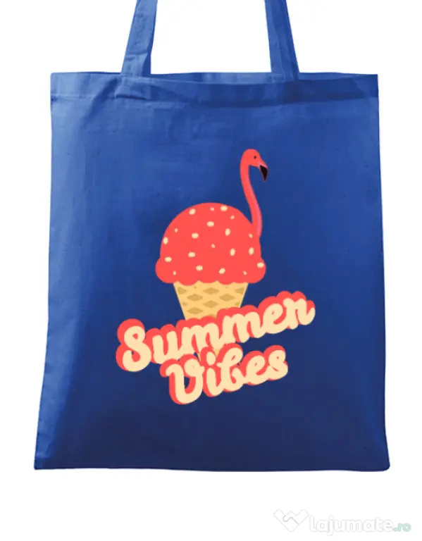 Sacosa din panza Summer Vibes Albastru regal
