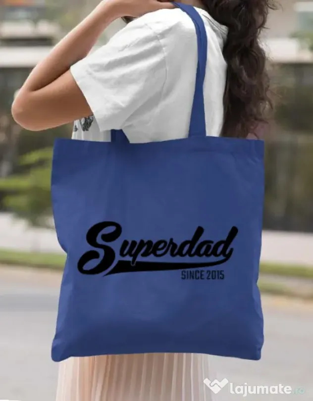 Sacosa din panza Superdad Albastru regal