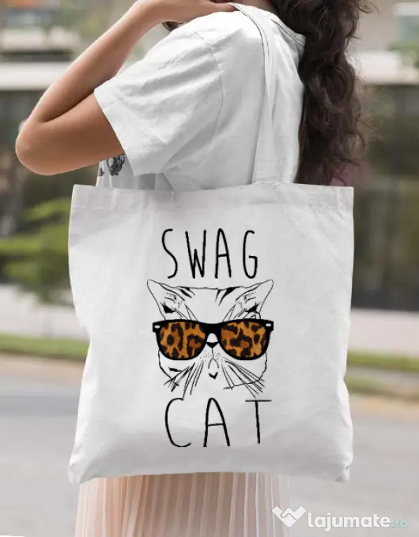Sacosa din panza Swag cat Alb