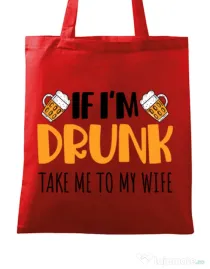 Sacosa din panza Take me to my wife Rosu