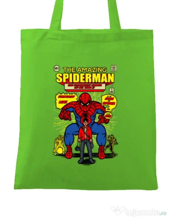 Sacosa din panza The Amazing Spiderman Verde mar