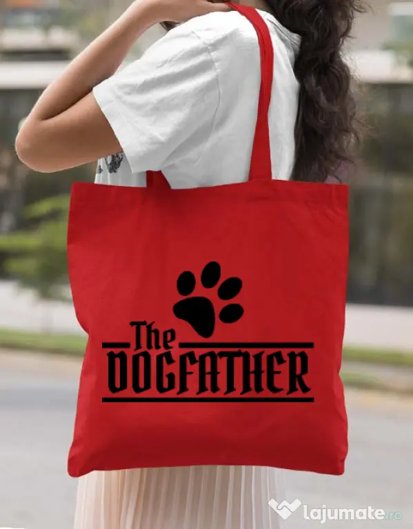 Sacosa din panza The dogfather Rosu