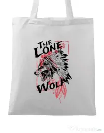 Sacosa din panza The lone wolf Alb