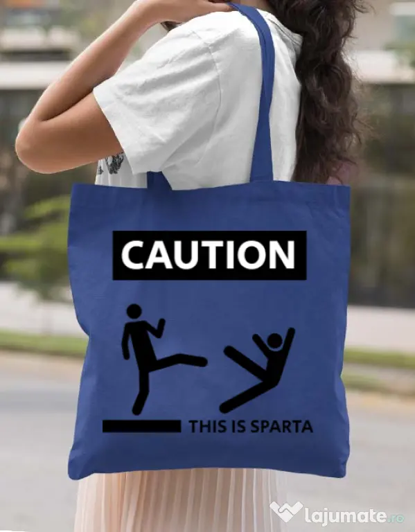 Sacosa din panza This is Sparta Albastru regal