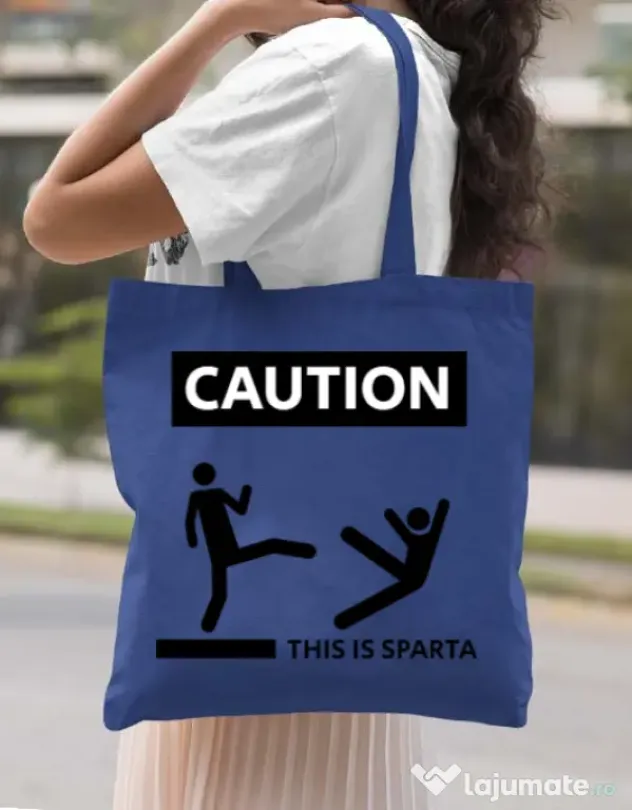 Sacosa din panza This is Sparta Albastru regal