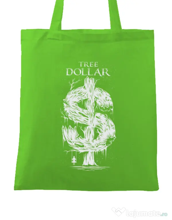 Sacosa din panza Tree Dollar Verde mar