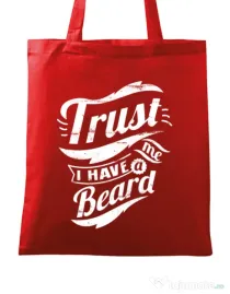 Sacosa din panza Trust me, I have a beard Rosu